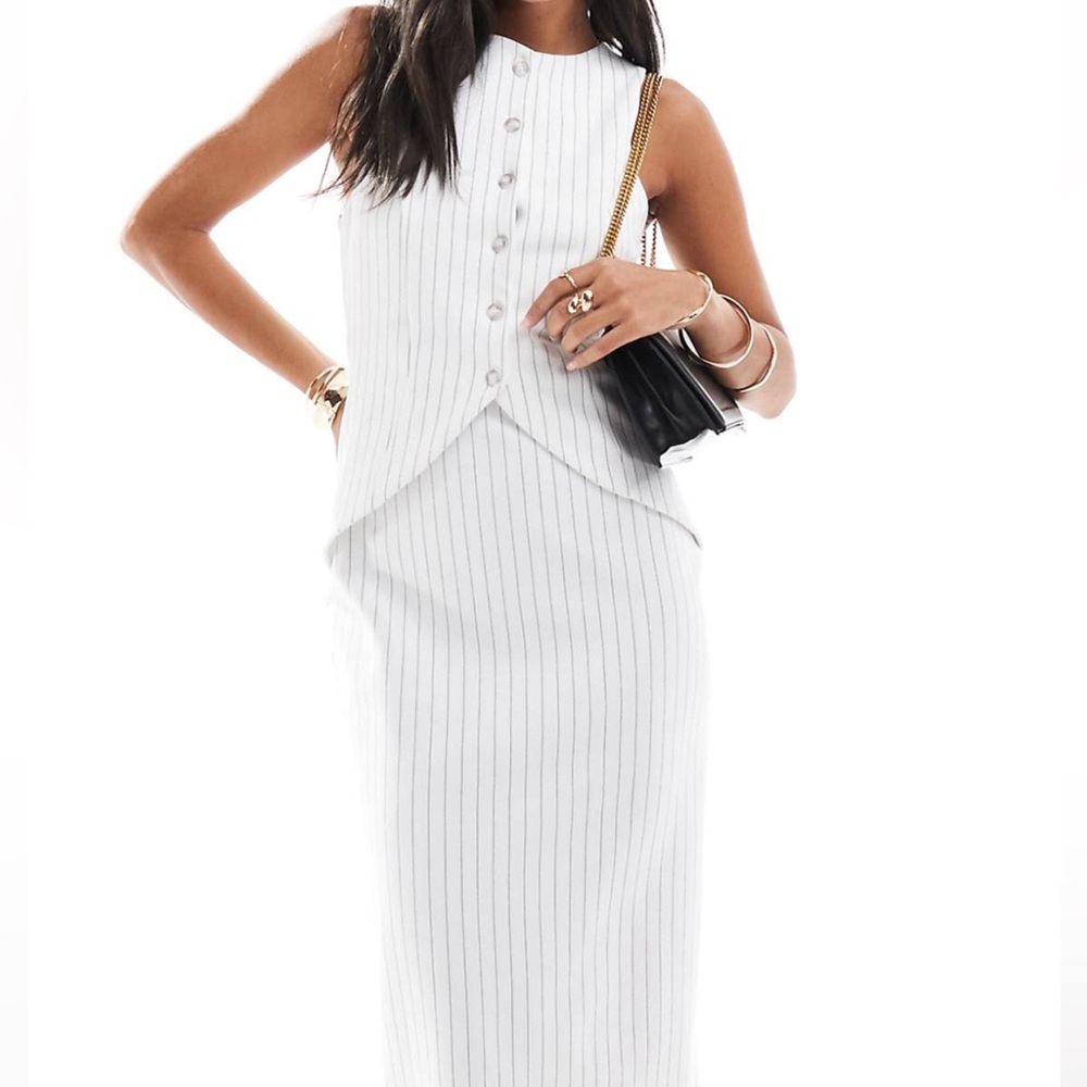 ASOS White Pinstripe Maxi Dress